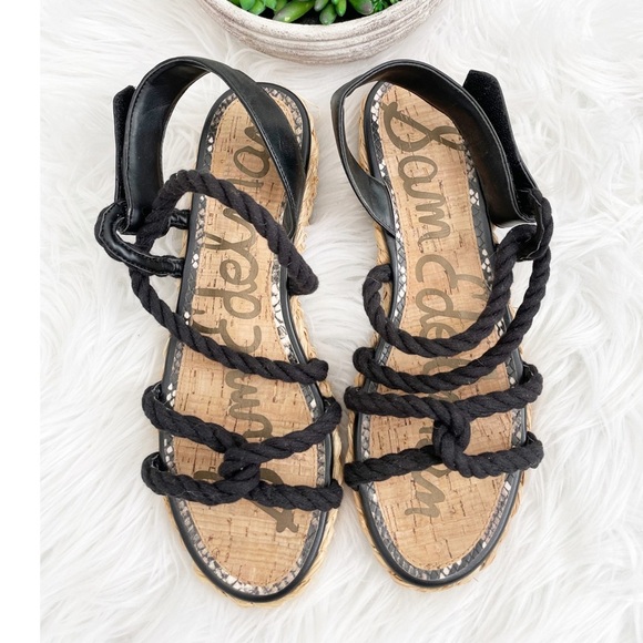 Sam Edelman Black Cristan Rope Espadrilles Sandals Size 9 - Picture 3 of 11